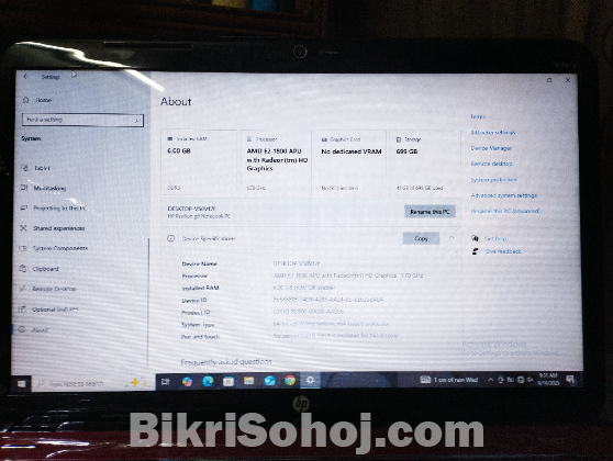 // HP Pavilion G6 Notebook PC // Ram 6gb, Rom 700gb